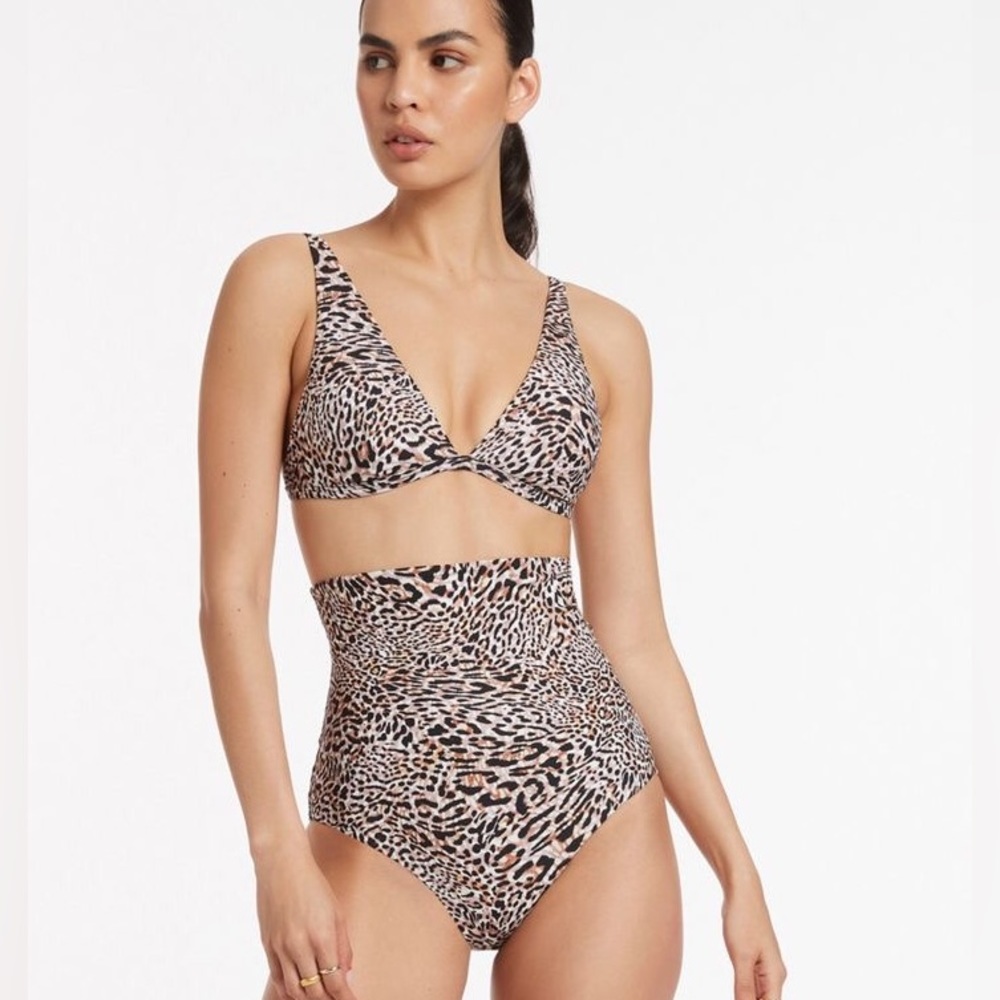 NWT Anthropologie 🐆 👙 leopard-print high-waist bikini